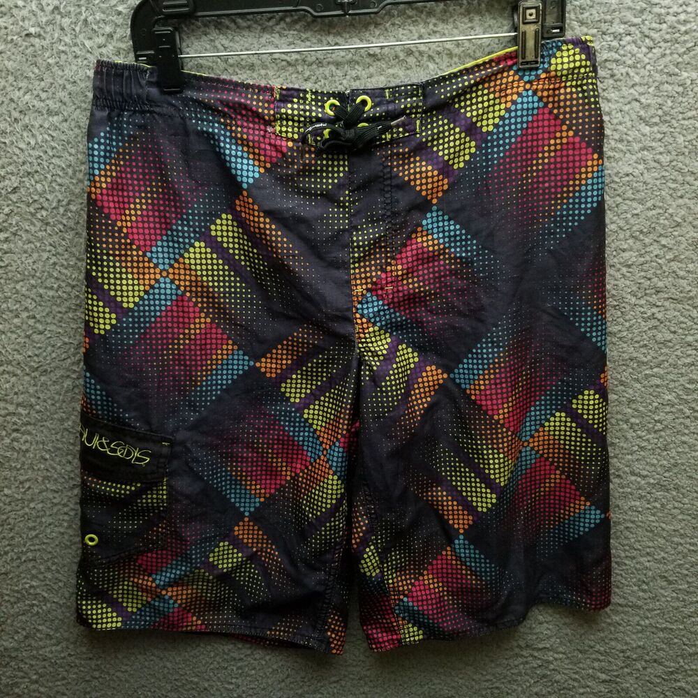 Maui & Sons Men's XL Polka Dot Multicolor Board Shorts Swimwear 35" 12.25" 11"